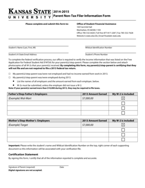 Parent Non-Tax Filer Information Form