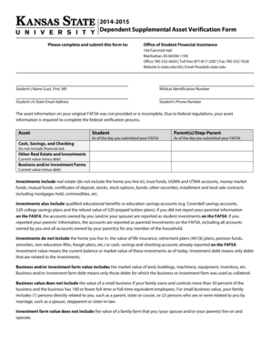 Dependent Supplemental Asset Verification Form