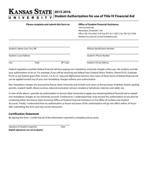 Student Authorization for Title IV Financial Aid