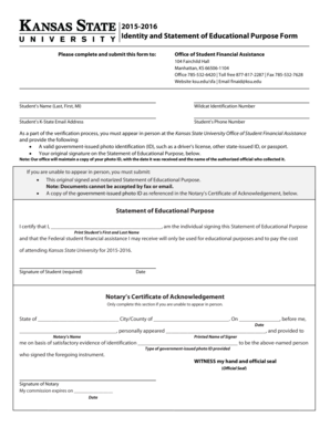 Identity and Statement of Educational Purpose Form