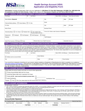 Health Savings Account Application Form