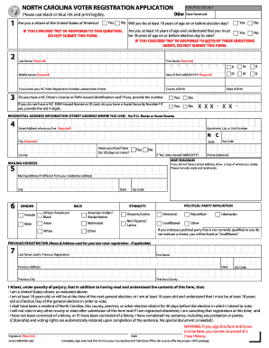 North Carolina Voter Registration Application