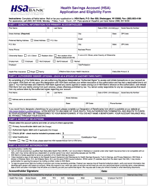 Health Savings Account Application Form