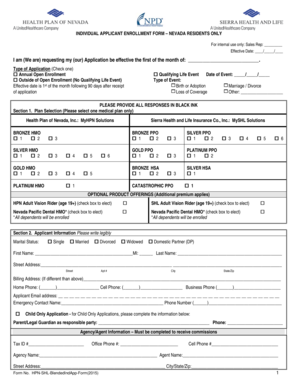 Nevada Individual Applicant Enrollment Form