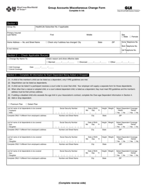 Group Accounts Miscellaneous Change Form