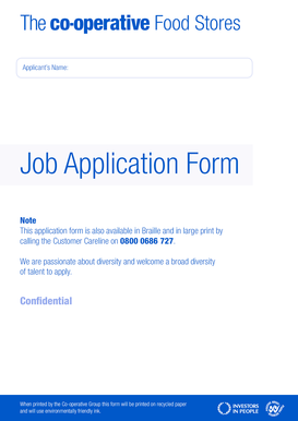 The Co-operative Group Job Application Form