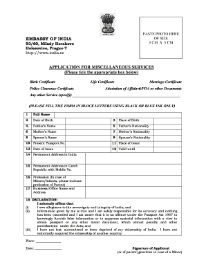 India Miscellaneous Services Application
