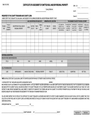 Oklahoma Certificate of Assessment of Omitted Property