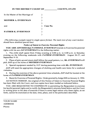 Notice of Intent to Exercise Parental Rights