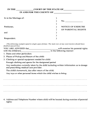 Notice of Exercise of Parental Rights