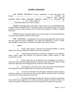 Florida Real Estate Escrow Agreement