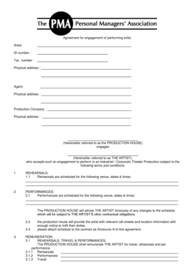 Performing Artist Engagement Agreement