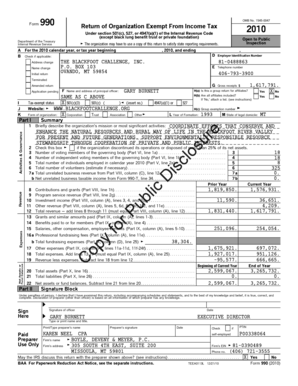 Form 990 Return of Organization Exempt From Income Tax 2010