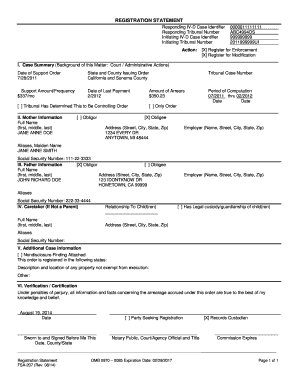 Registration Statement for Child Support Enforcement