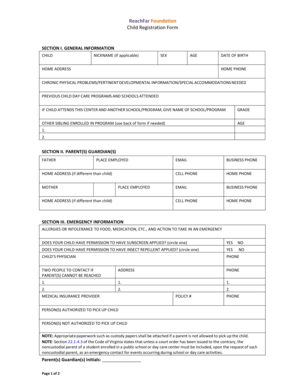 ReachFar Child Registration Form