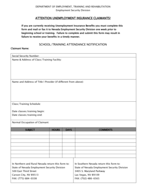 Nevada School/Training Attendance Notification
