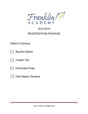 Franklin Academy Student Registration Package