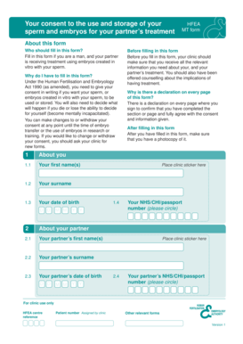 Consent Form for Sperm and Embryo Use