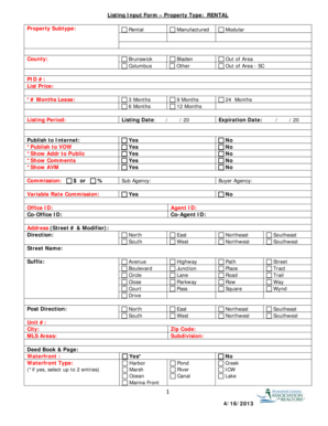 Rental Property Listing Form