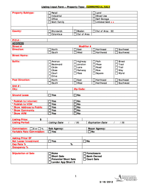 Commercial Property Listing Form