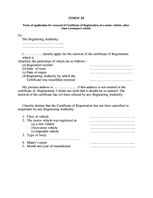 Motor Vehicle Registration Renewal Application