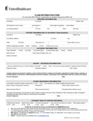 Student Health Insurance Claim Form