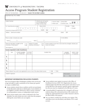 Access Program Student Registration Form