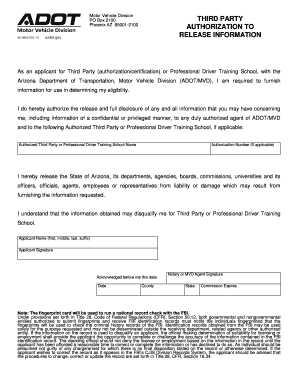 Arizona Third Party Authorization Form