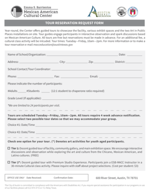 Tour Reservation Request Form