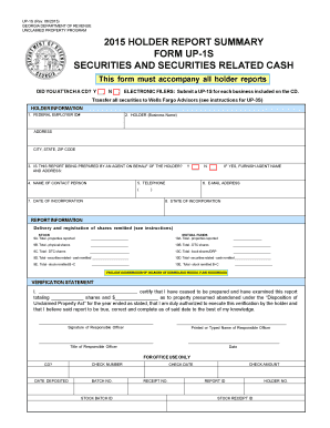 Georgia Unclaimed Property Securities Report Form UP-1S