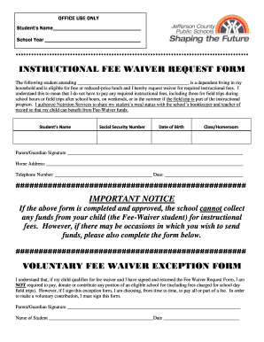 Instructional Fee Waiver Request Form