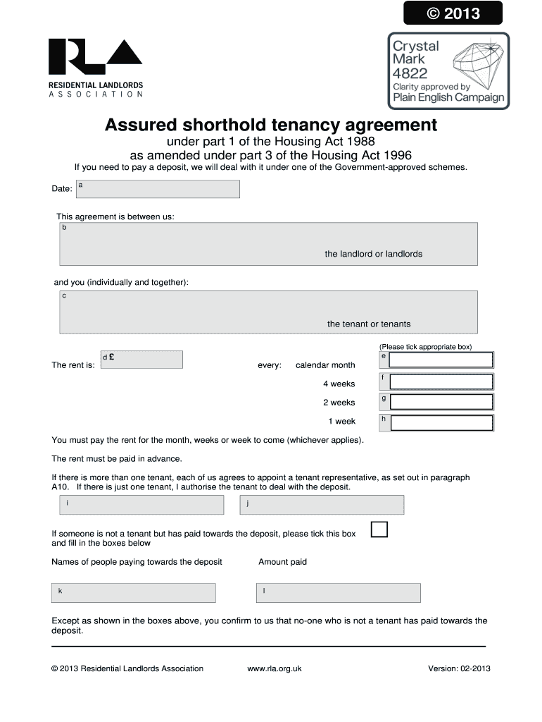 Rla Tenancy Agreement 22 - Fill Online, Printable, Fillable Regarding assured short term tenancy agreement template