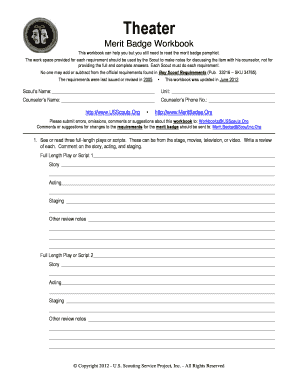 theater merit badge workbook