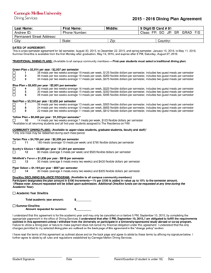 2015-2016 Dining Plan Agreement