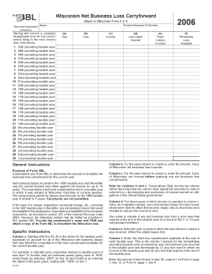 Wisconsin Net Business Loss Carryforward Form 4BL