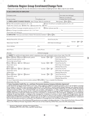 California Region Group Enrollment/Change Form
