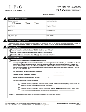 Return of Excess IRA Contribution Form
