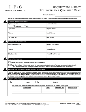 Request for Direct Rollover to a Qualified Plan