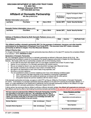 Wisconsin Affidavit of Domestic Partnership