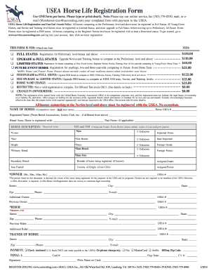USEA Horse Life Registration Form