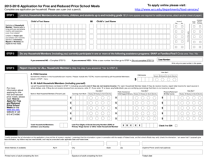 2015-2016 Application for Free and Reduced Price School Meals