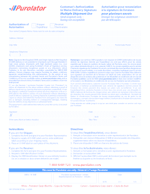 Purolator Signature Waiver Authorization