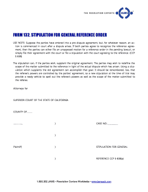 California Stipulation for General Reference Order