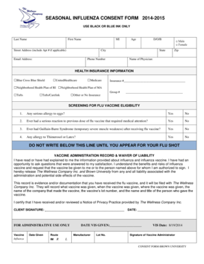 Seasonal Influenza Consent Form