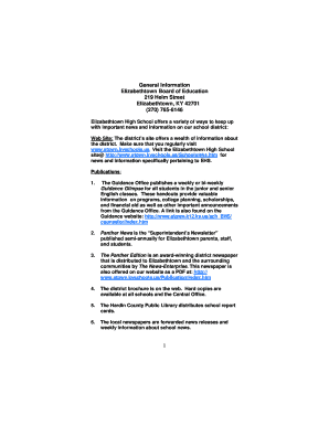 Elizabethtown High School Student Handbook Acknowledgment