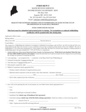 Maine Real Estate Withholding Tax Exemption Form