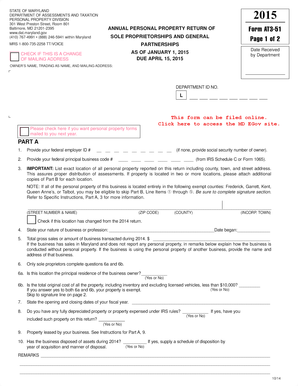 Maryland Annual Personal Property Return Form AT3-51
