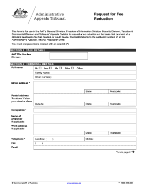 Request for Fee Reduction Form