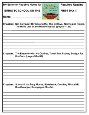 Summer Reading Notes Template