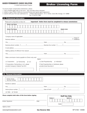 California Broker Licensing Form